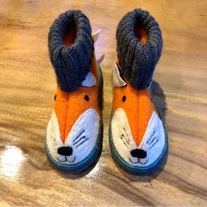 Garnet Hill Kids' Boiled Wool FOX Orange Gray  Slipper Boots (Haflinger) size 11